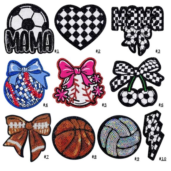 Accessories - 11pcs Sports Soccer Basketball Baseball Mom Mama Embroidered Iron-on Patch